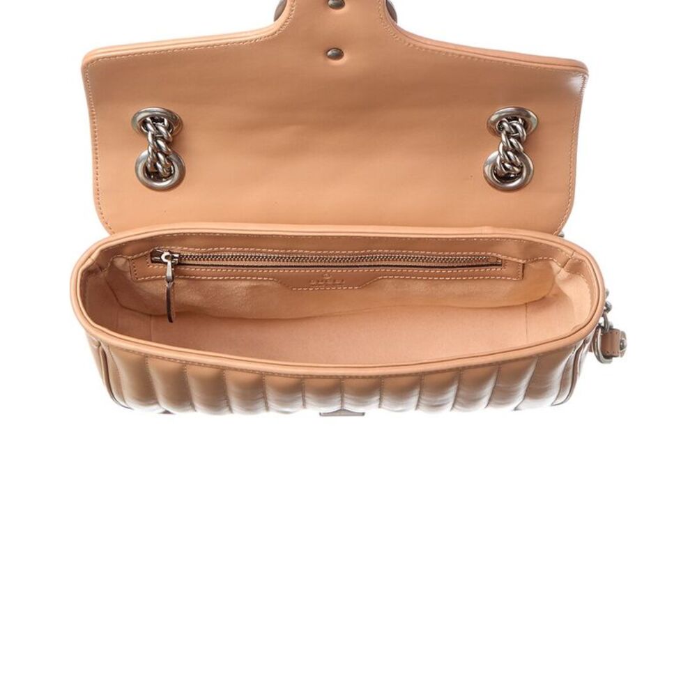 Gucci Camelia Calfskin Matelasse Leather Aria Small Gg Marmont Shoulder - Picture 4 of 5